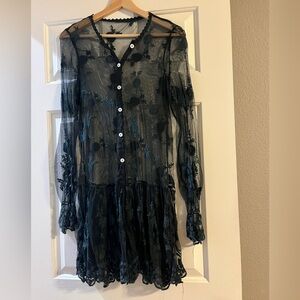 Mesh, see through black dress, Stevie nicks vibes VINTAGE